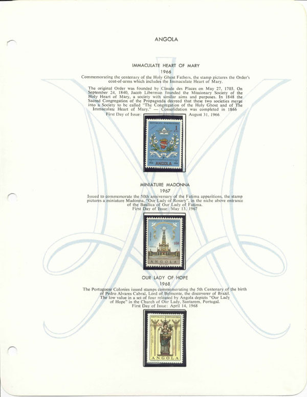 Angolan Marian Stamps